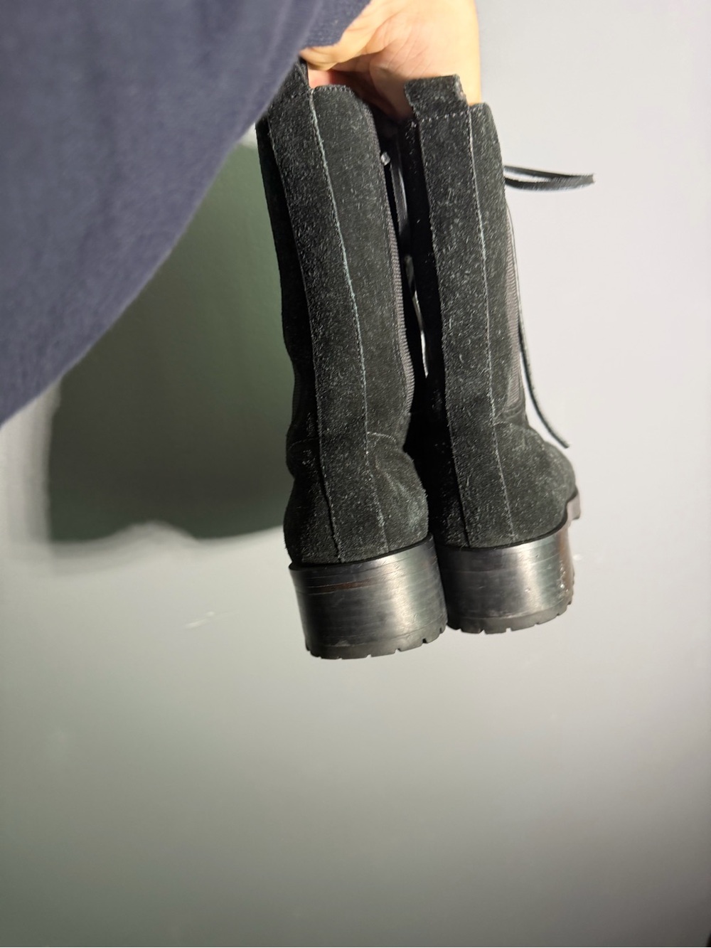 Tory Burch Broome Suede Combat Boot Black Size 8 - Picture 3 of 8